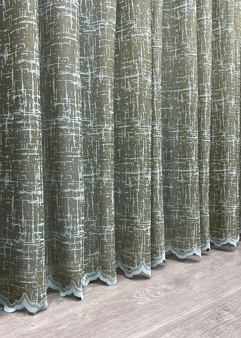 Тюль жакард колір хакі з блакитним 1972т Київ - фото 6