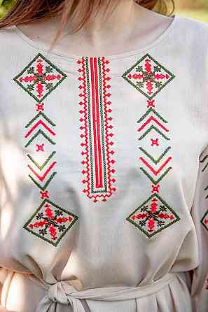 Платье - вышиванка женское, лён натуральный, вышитое лляное платье нарядное Киев