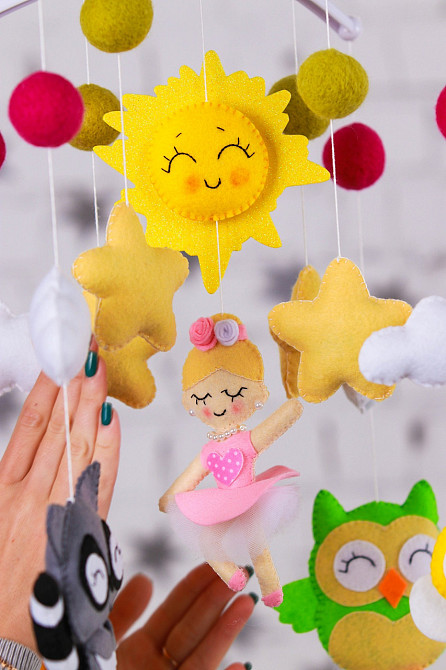 Дитячий музичний мобіль на ліжечко для немовлят WooolyWool «Балеринка» з 35 мелодіями (М015) Київ - фото 8