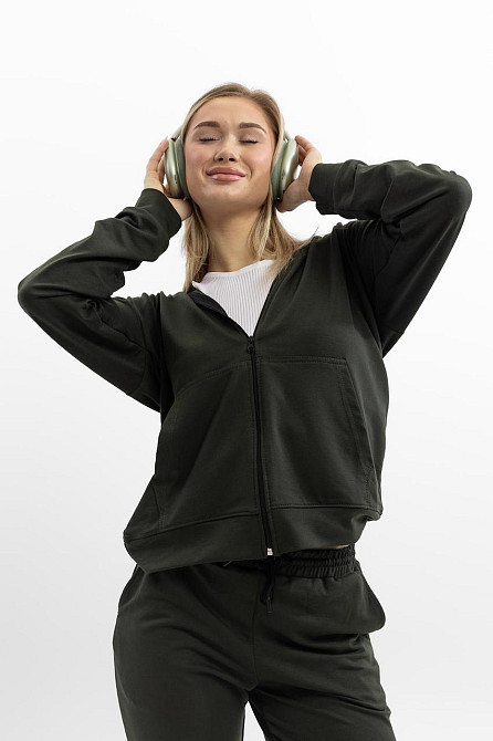 Мужской и женский костюм из турецкой двунити на молнии олива удобный демисезонный вариант Львов - изображение 4