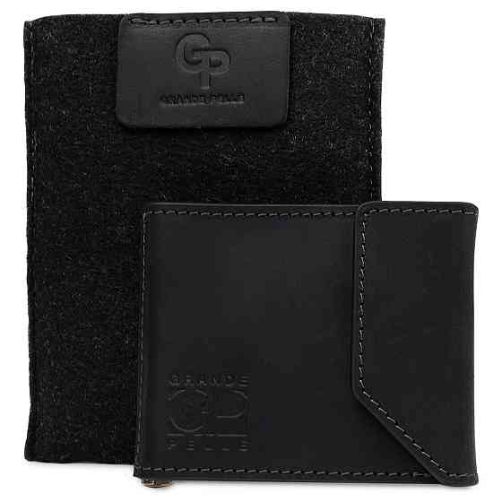 Чоловічий практичний затиск для грошей Чорний (GRANDE PELLE) Київ