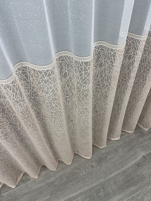 Тюль жакард колір білий з пудровим 1673т Київ - фото 6