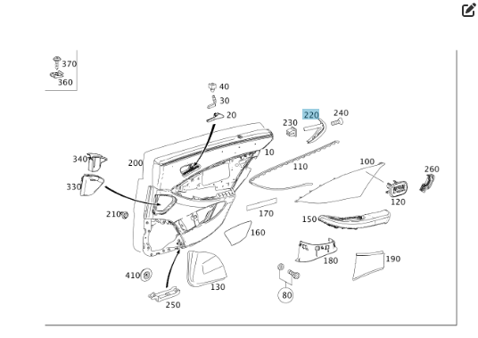 Mercedes-Benz  A2197301048 7F24 Хром накладка торця карти задніх правих дверей CLS C219 Одеса