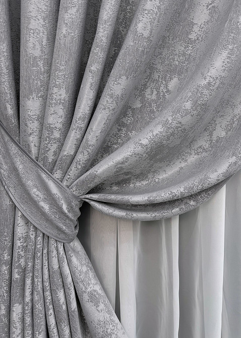 Комплект готових штор VR-Textil Жакард Sultan YL № 1668ш Сірий 130х270 см 2 шт (39-988) Київ - фото 5