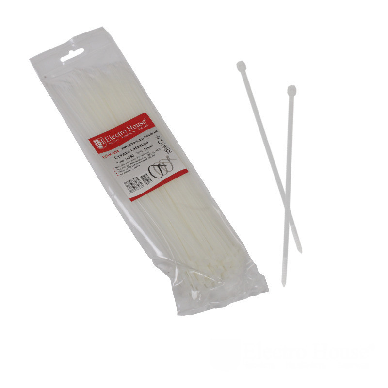 Стяжка кабельна 3х250 мм, 100 шт., білий Дніпро - фото 1