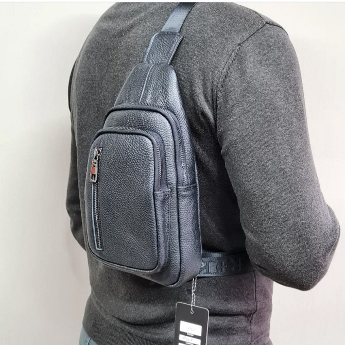 Сумка-слинг мужская черная через плече из натуральной кожи TIDING BAG 68223 Киев - изображение 6