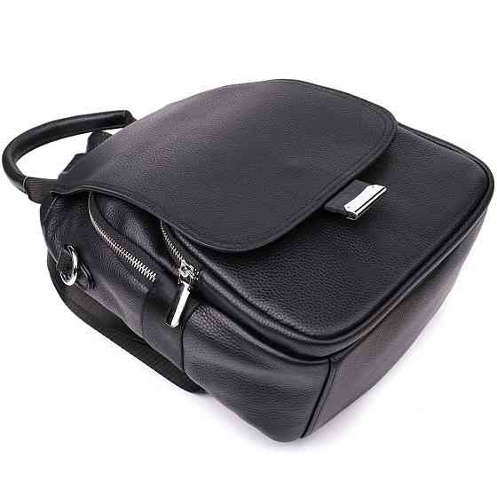 Стильний жіночий рюкзак з натуральної шкіри Vintage 23056 Чорний Київ