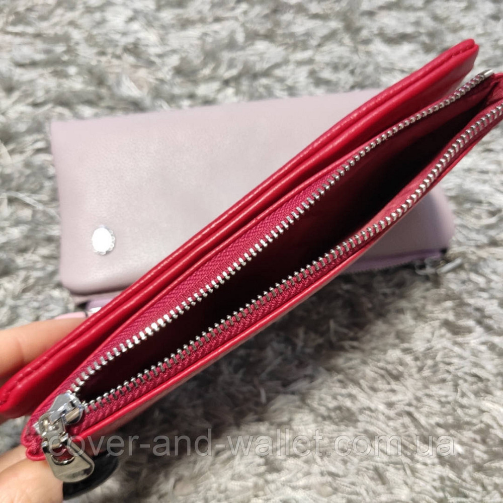 Тонкий шкіряний жіночий гаманець червоного кольору ST 009 Київ - фото 5