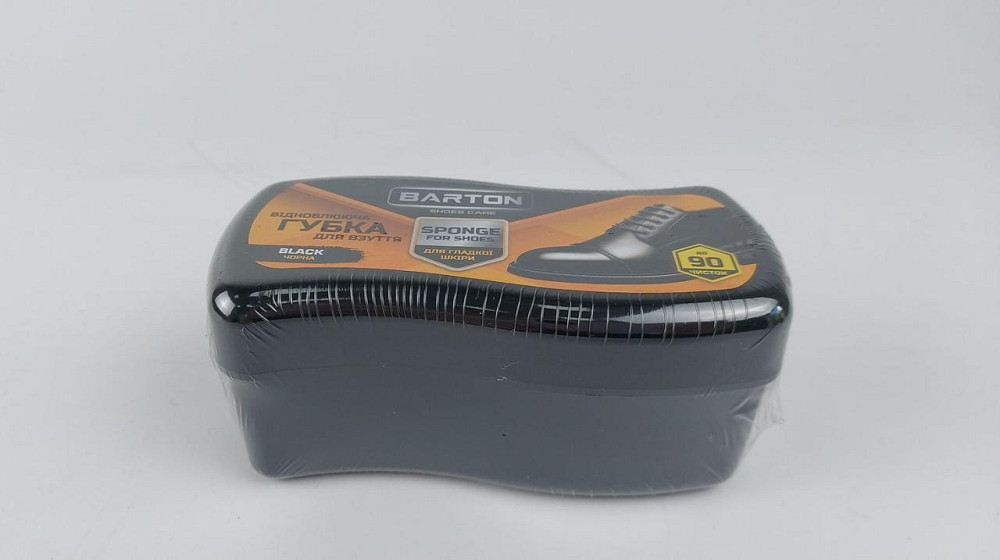 Губка відновлювальна хвиля для взуття з гладкої шкіри чорна, ТМ Barton (1 шт.) Харків - фото 2