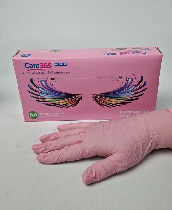 Рукавиці Нітрил Рожевий (100 шт.) розмір М "CARE 365" (1 пачка) Харків - фото 3