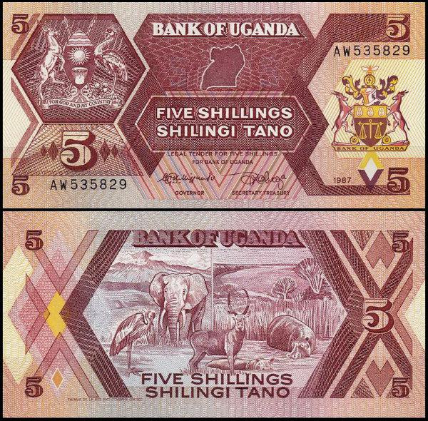 Уганда/Uganda 5 shilings 1987 Pick 27 UNC Полтава - изображение 1