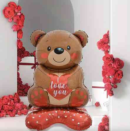 Мишка с сердцем для девушки шарик напольный 150 см Винница