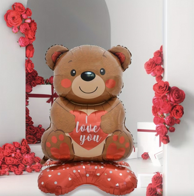 Мишка с сердцем для девушки шарик напольный 150 см Винница - изображение 1