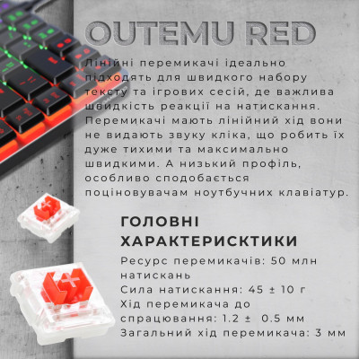Клавіатура GamePro MK140R Red Swich Low Profile USB Dark Gray (MK140R) Вінниця - фото 12