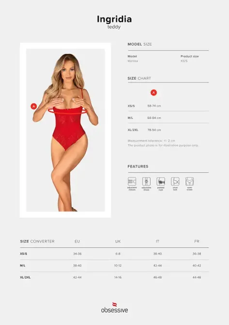 Боді Obsessive Ingridia crotchless teddy XS/S Львов - изображение 5