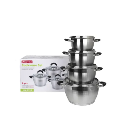 Набір каструль 8 предметів (каструлі 1,8/2,5/3,5/5,3л) нержавіюча сталь KAMILLE Житомир - фото 5