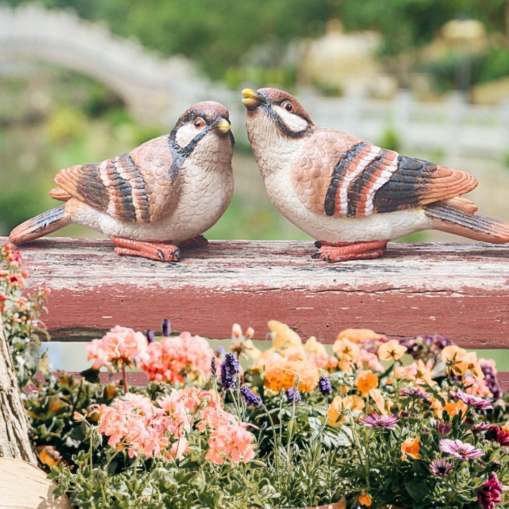 Садові фігурки Пара горобців 15 х 8.5 см з полістоуну Одеса - фото 1