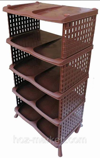 Полиця етажерка для взуття ротанг на 5 ярусів коричнева Туреччина Харків - фото 1