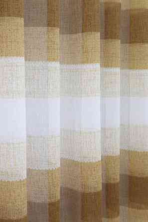 Тюль батист с полосками цвет бежевый с коричневым 1101т Киев