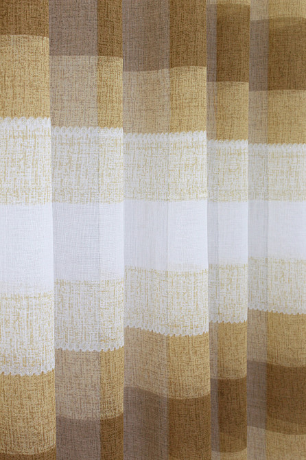 Тюль батист с полосками цвет бежевый с коричневым 1101т Киев - изображение 5