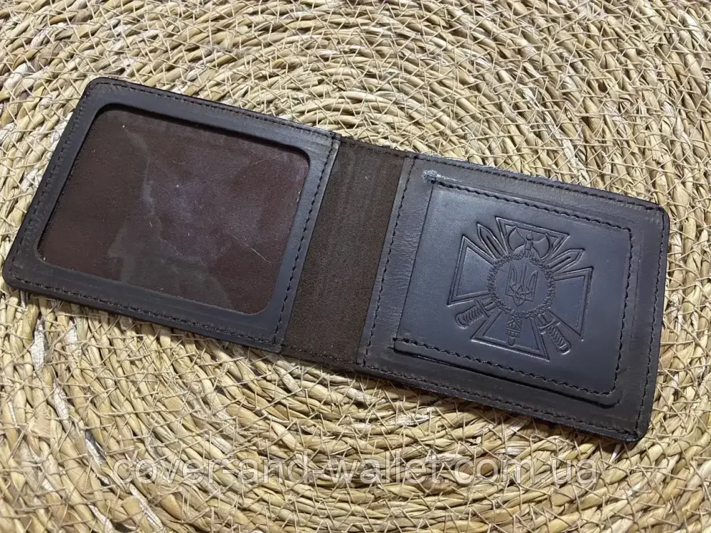 Обкладинка СБУ з кишенею з вінтажної шкіри коричневого кольору P_Leather Київ - фото 4