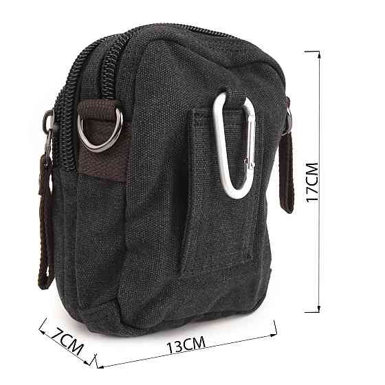 Барсетка текстильная на пояс Vintage 20082 Черная Киев