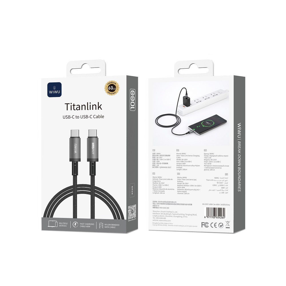 Кабель WIWU 60W Titanlink Series Charging Cable 1M Wi-C057 C-C Одеса - фото 2