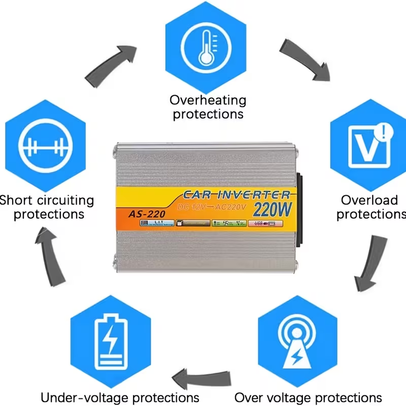 Преобразователь напряжения AC/DC 12/24V AS-220 220W/220В + 1хUSB Серый Винница - изображение 3