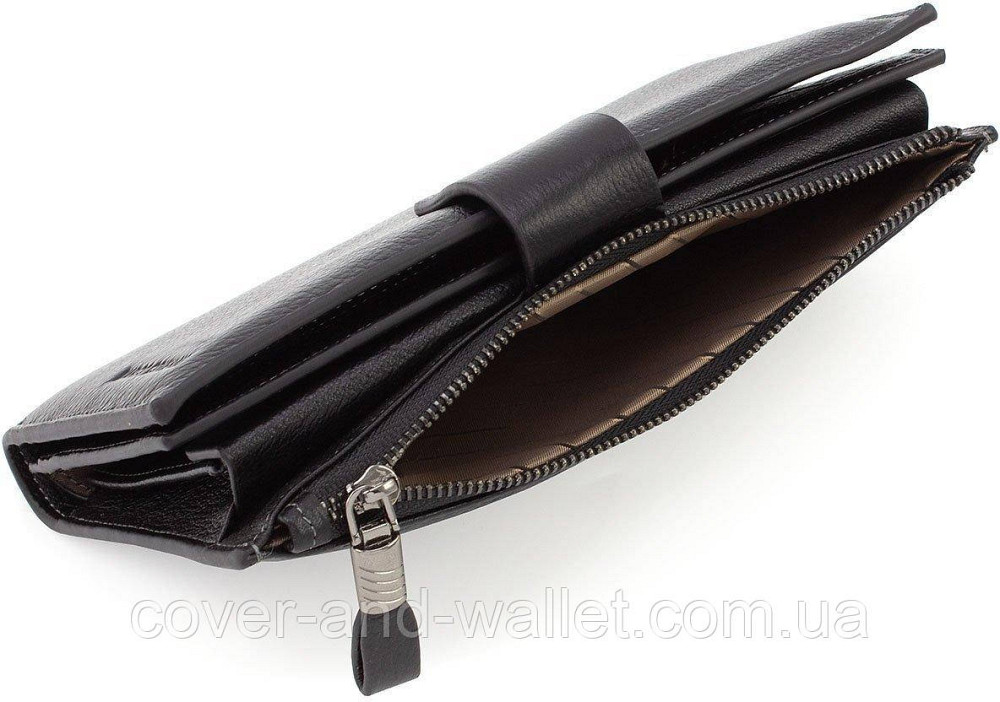 Стильный кожаный кошелек клатч черного цвета для мужчин и женщин Marco Coverna (1426 black) Киев - изображение 8