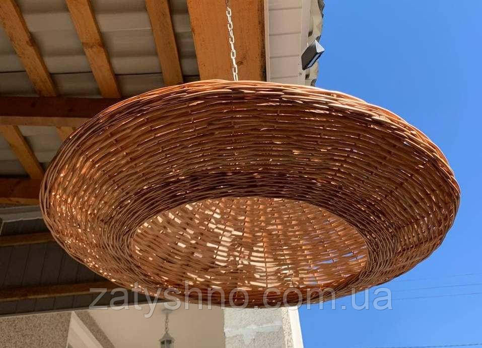 Кругла велика плетена люстра з плафоном Київ - фото 2
