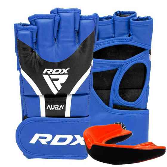 Рукавиці для ММА RDX AURA PLUS T-17 Blue/Black XL (капа в комплекті) Кам'янське