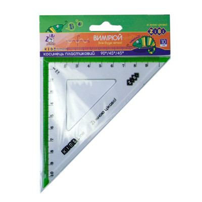 Линейка ZiBi Kids Line Угольник 100мм с салатовой полоской, блистер (ZB.5620-15) Винница - изображение 1