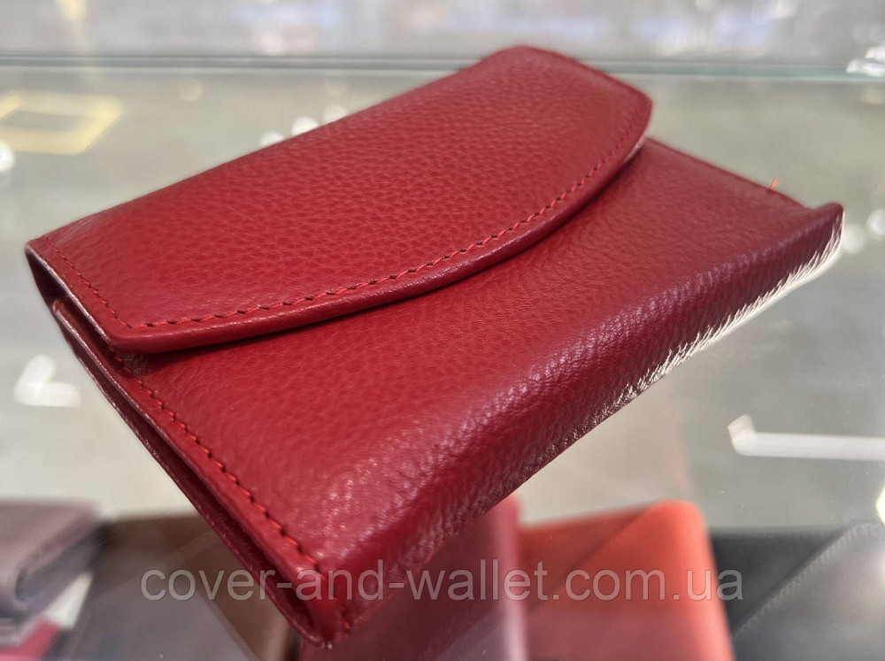 Маленький женский кожаный кошелек красного цвета на магнитах Helen Verde Киев - изображение 17