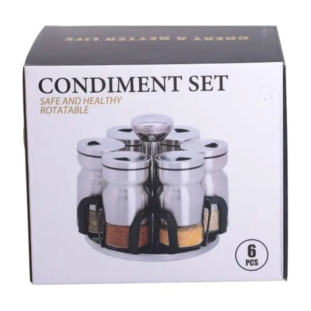 Yiwu Набір баночок для спецій 6 шт 15х15х16 см карусель для зберігання спецій HP-1300 Киев - изображение 2