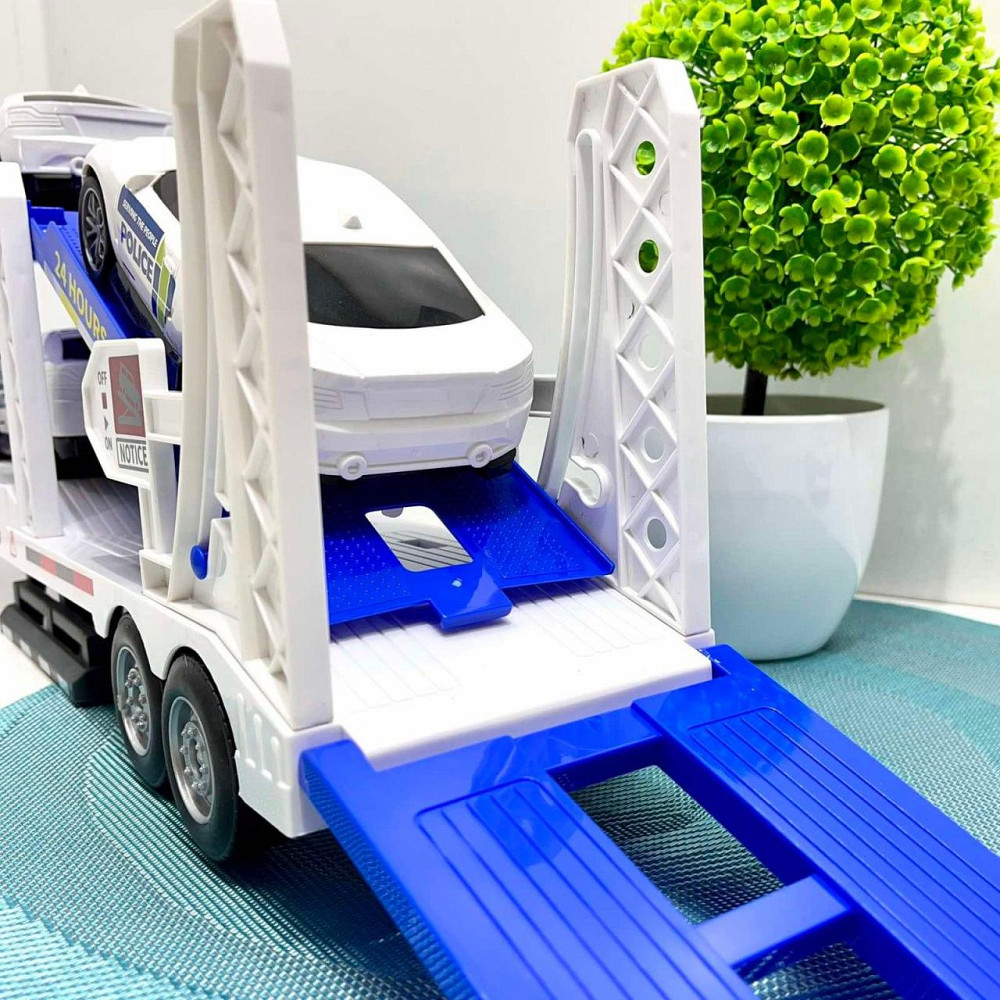 Трейлер Поліцейський вантажівка світло звук машинки 4in рухомі з'єднання Біло-синій (JP588-80) Чернигов - изображение 7