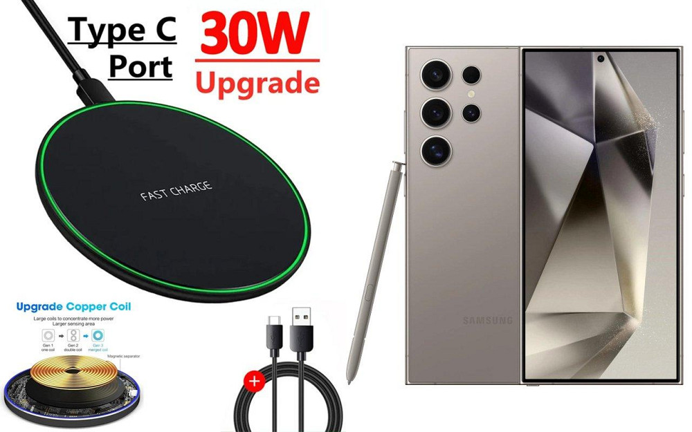 Бездротовий зарядний пристрій Copper до 30W для OnePlus 15, OnePlus 15T, USB-C, LED Київ - фото 1