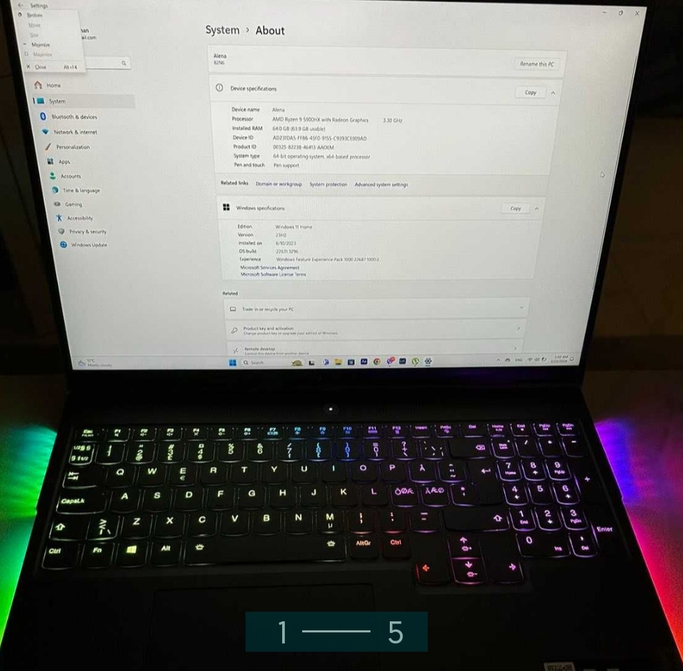 Ноутбук: Legion 7 16ACHg6 / 5900HX , 64Gb. 1TB , RTX 3080 165W. Киев - изображение 4