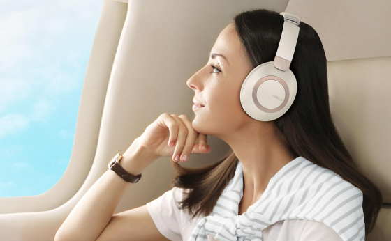 Бездротові навушники LORELEI B-C6, Bluetooth 5.3, 50 год, 40 мм, мікрофон, AUX 3,5 мм, складні, бежево-білі Київ
