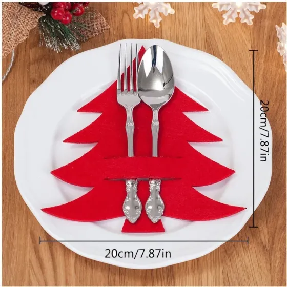 Новогодний держатель для столовых приборов Ёлочка 4 штуки 20 на 20 см красный Киев