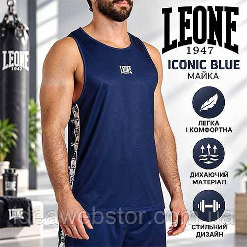 Майка Leone Iconic Blue спортивная мужская синяя для бокса тренировок фитнеса и активного спорта легкая майка без рукавов S Киев - изображение 2