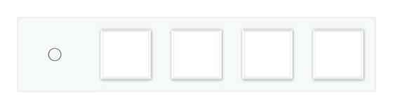 Рамка 5-постова для одного 1-сенсорного вимикача і чотирьох розеток (1-0-0-0-0) LIVOLO, загартоване скло, біла, 365×80 мм (VL-P701/E/E/E/E-10W) Коломыя