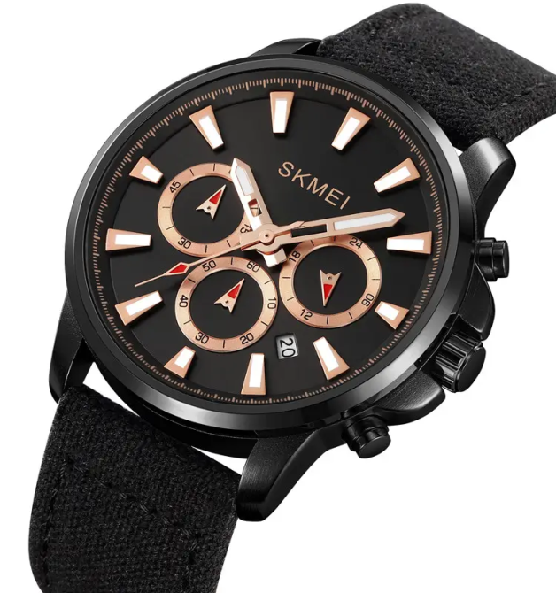 Чоловічий наручний годинник Skmei 2071 на нейлоновому ремінці (Чорний) Вінниця - фото 2
