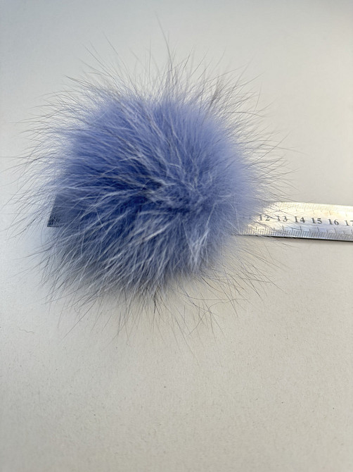 Помпони з натурального хутра песця на шапку 10-12см Блакитний Харків - фото 2