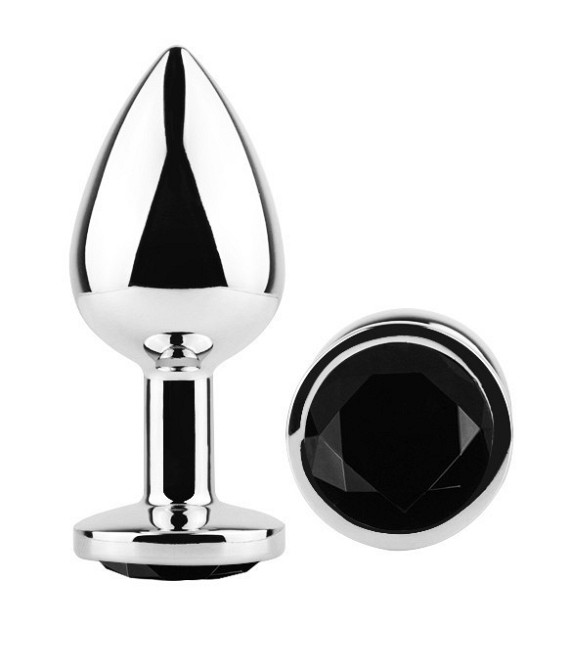 Анальная пробка с кристаллом EGZO - Silver Round Plug Black size S Sex Aura Киев - изображение 2