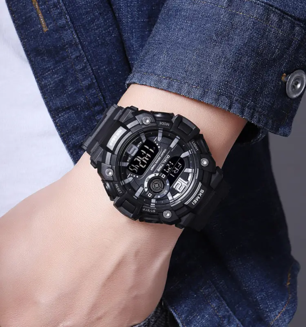 Годинник чоловічий спортивний наручний Skmei 2018 (Чорний з чорним циферблатом) Київ - фото 6