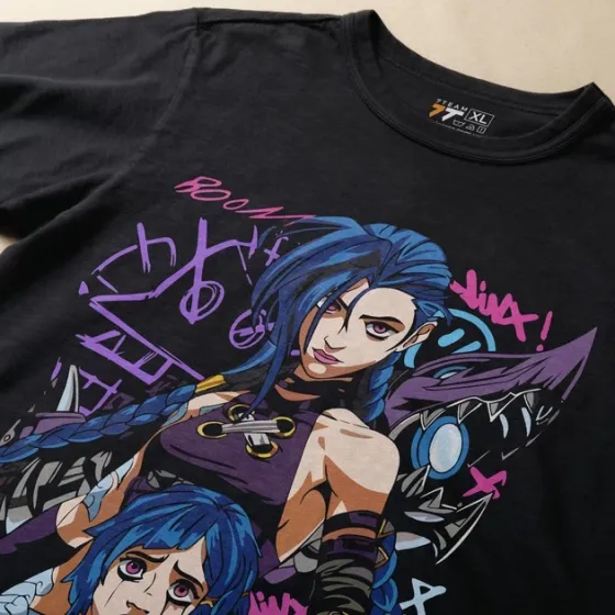 Футболка для подростка мальчика с принтом Arcane Jinx Размер 160 Anime10764 Днепр