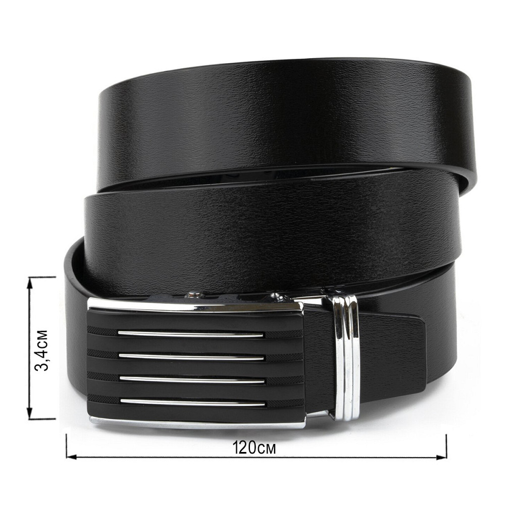 Ремінь чоловічий з автоматичною пряжкою смужка Vintage 20301 Чорний Київ - фото 6