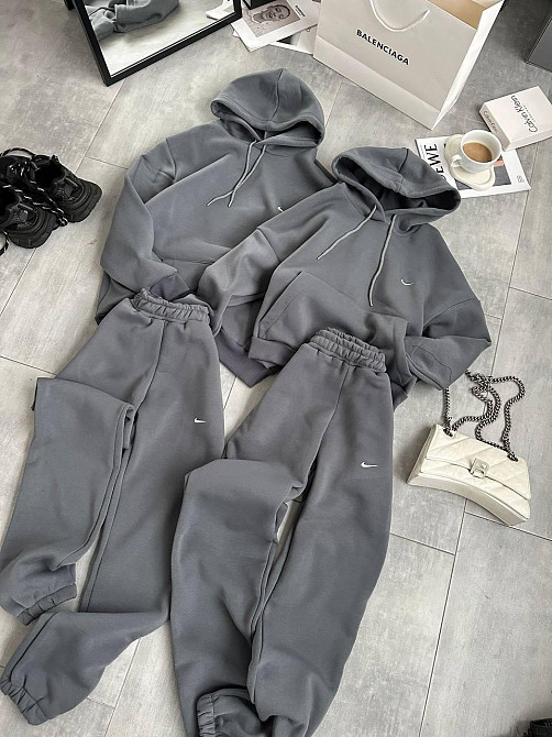 Жіночий трендовий костюм-двійка тринитка на флісі Графіт, 46/48 Одеса - фото 1