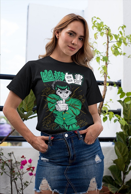 Футболка мужская аниме Йу Йу Хакусхо Кувабара оверсайз (S/M/L) Черний AnimeJ0011 Днепр - изображение 2