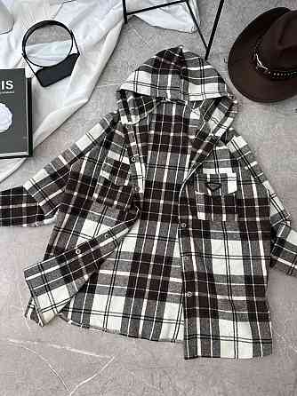 Жіноча повсякденна сорочка в клітинку з капюшоном турецький кашемір Шоколад, 42/46 Одеса